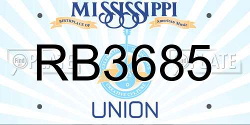 RB3685 Mississippi License Plate