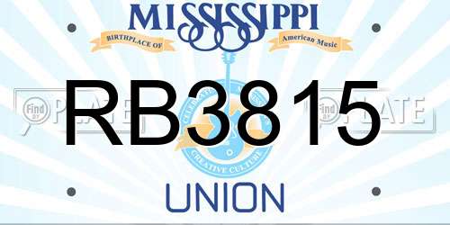 RB3815 Mississippi License Plate