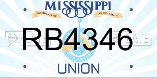 RB4346 Mississippi License Plate