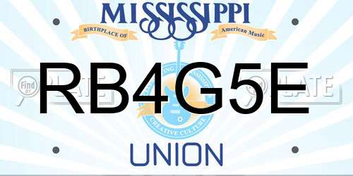 RB4G5E Mississippi License Plate