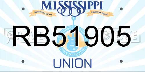 RB51905 Mississippi License Plate