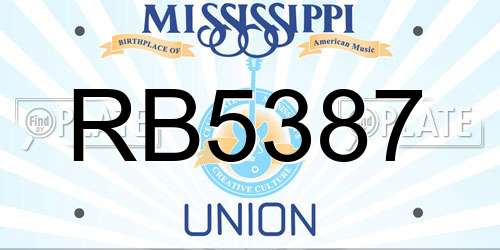 RB5387 Mississippi License Plate