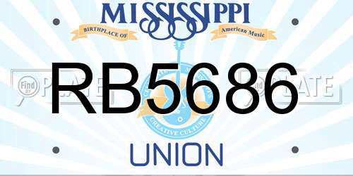 RB5686 Mississippi License Plate