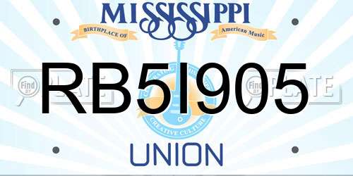 RB5I905 Mississippi License Plate