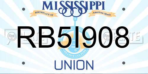 RB5I908 Mississippi License Plate