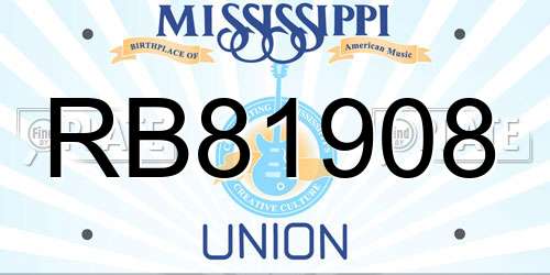RB81908 Mississippi License Plate