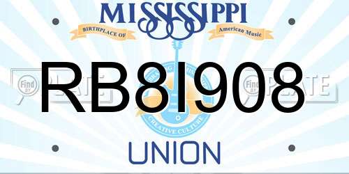 RB8I908 Mississippi License Plate