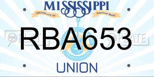 RBA653 Mississippi License Plate