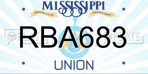RBA683 Mississippi License Plate