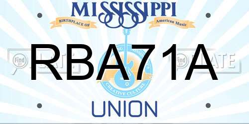 RBA71A Mississippi License Plate
