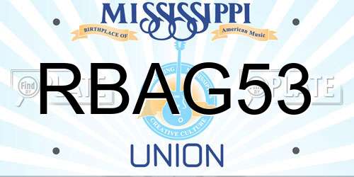 RBAG53 Mississippi License Plate
