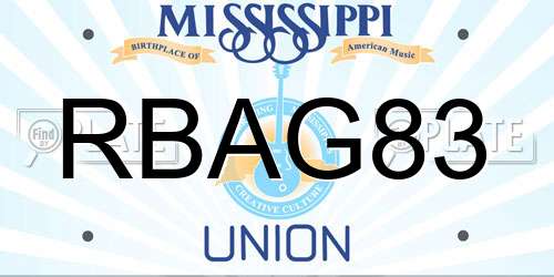 RBAG83 Mississippi License Plate