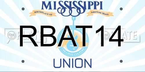 RBAT14 Mississippi License Plate
