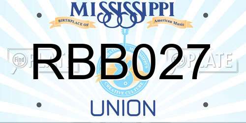 RBB027 Mississippi License Plate