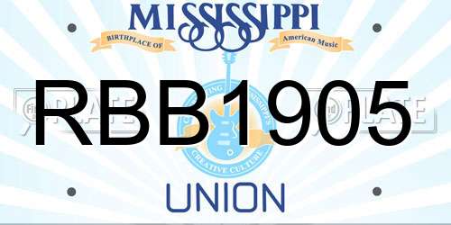 RBB1905 Mississippi License Plate