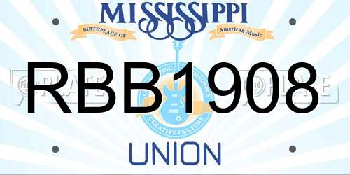 RBB1908 Mississippi License Plate