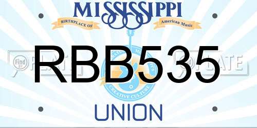 RBB535 Mississippi License Plate