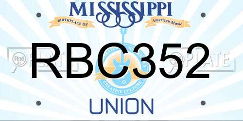 RBC352 Mississippi License Plate