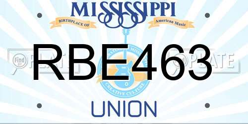 RBE463 Mississippi License Plate