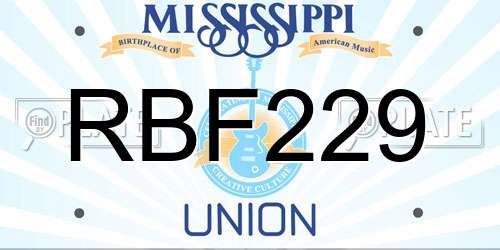 RBF229 Mississippi License Plate