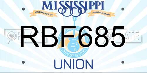 RBF685 Mississippi License Plate