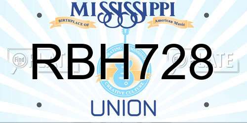 RBH728 Mississippi License Plate