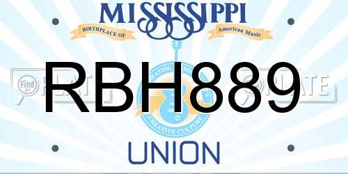 RBH889 Mississippi License Plate