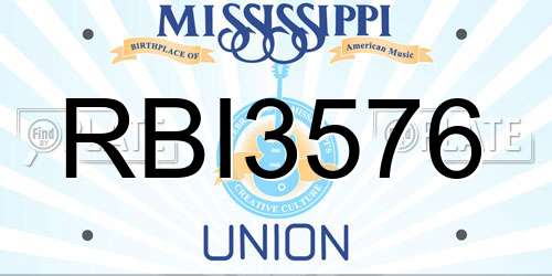 RBI3576 Mississippi License Plate