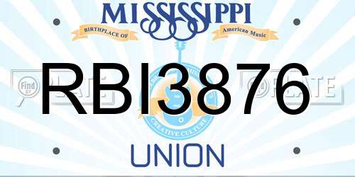 RBI3876 Mississippi License Plate