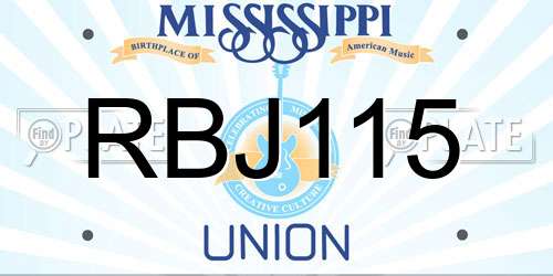 RBJ115 Mississippi License Plate
