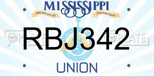 RBJ342 Mississippi License Plate