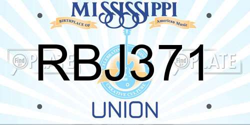 RBJ371 Mississippi License Plate