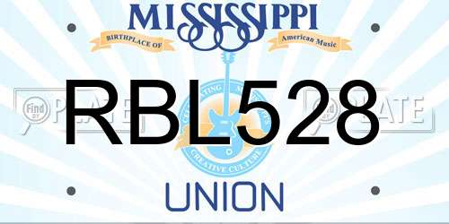 RBL528 Mississippi License Plate