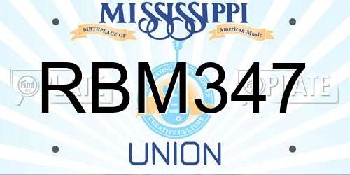 RBM347 Mississippi License Plate