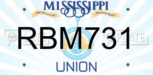 RBM731 Mississippi License Plate
