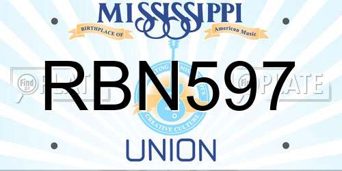 RBN597 Mississippi License Plate