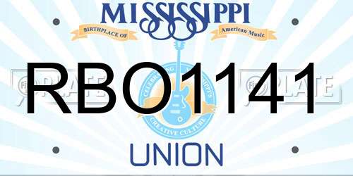 RBO1141 Mississippi License Plate
