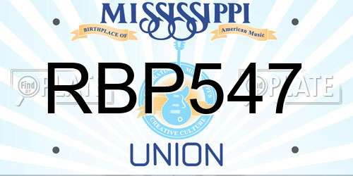 RBP547 Mississippi License Plate