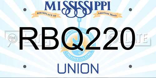 RBQ220 Mississippi License Plate