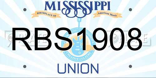 RBS1908 Mississippi License Plate