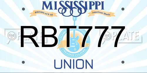 RBT777 Mississippi License Plate