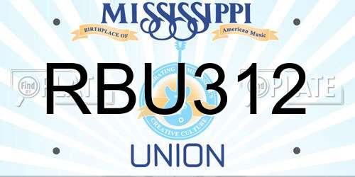 RBU312 Mississippi License Plate