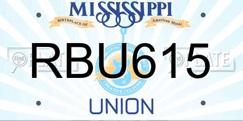 RBU615 Mississippi License Plate