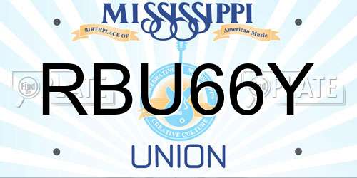 RBU66Y Mississippi License Plate