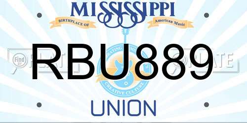 RBU889 Mississippi License Plate
