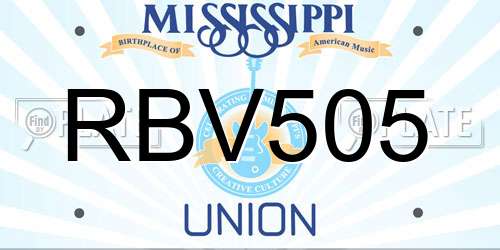 RBV505 Mississippi License Plate