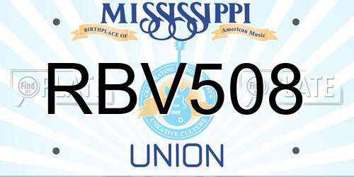 RBV508 Mississippi License Plate