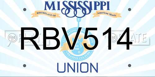 RBV514 Mississippi License Plate