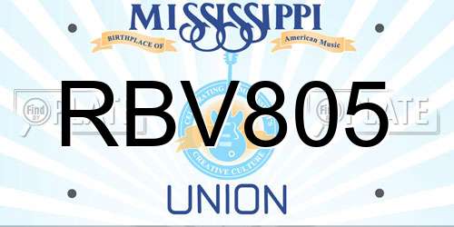 RBV805 Mississippi License Plate