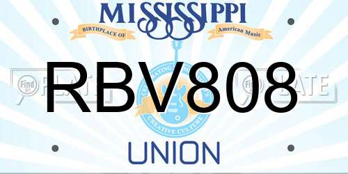 RBV808 Mississippi License Plate